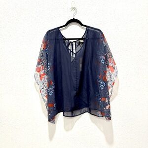 LC Lauren Conrad sheer pullover Floral top L/XL
